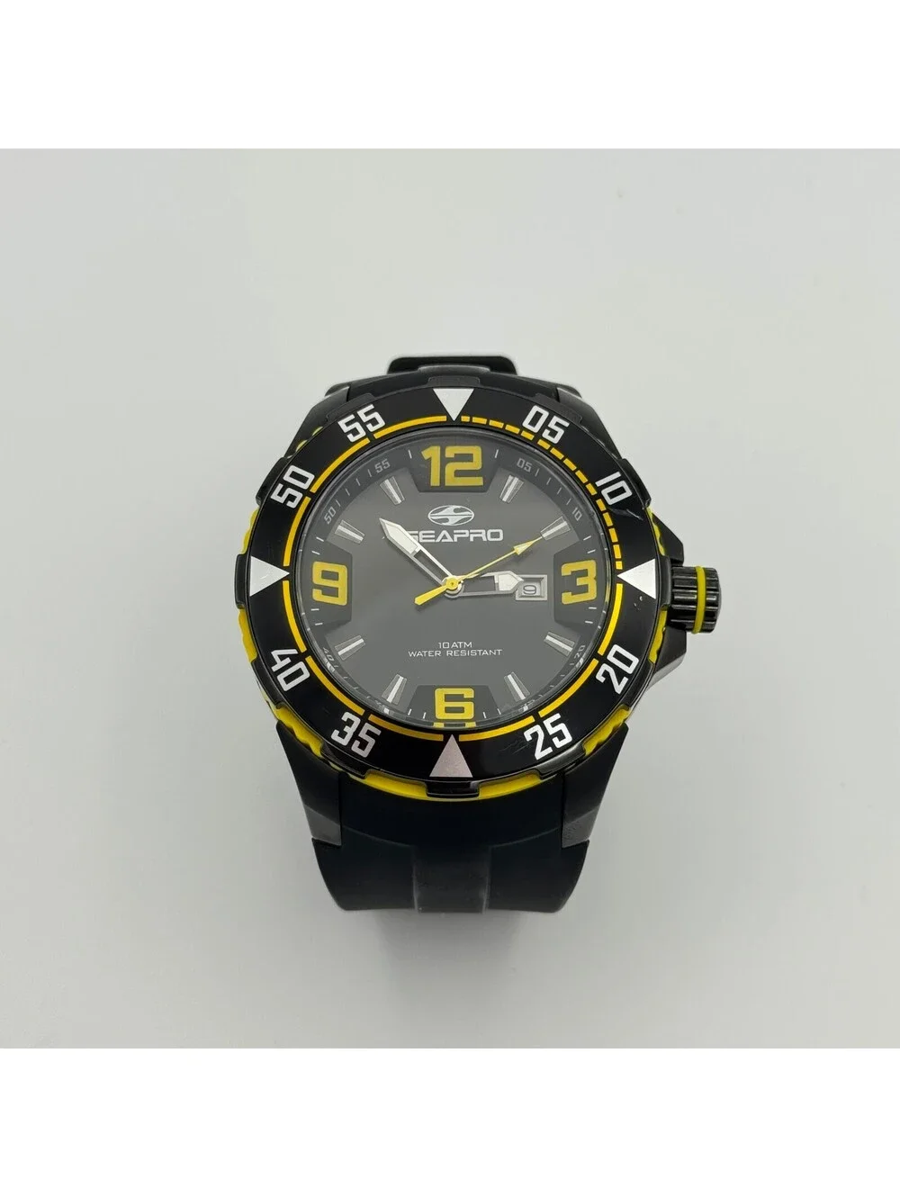 Seapro sp1114 Stainless Steel Black and Yellow Watch, working